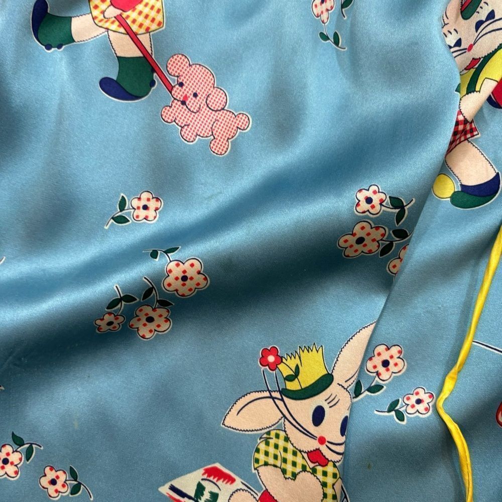 Rare Voom Brand 100% Silk Cartoon Rabbit Print Square Neck Dress Size Medium - Picture 11 of 16